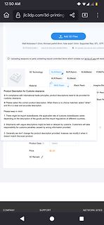 Screenshot einer Website für 3D-Druck-Services