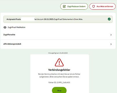 Fehlermeldung einer Website