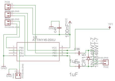 Schaltplan mit ATtiny45 Mikrocontroller