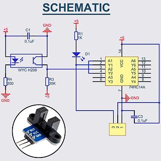 Schaltplan mit 74HC14A und Sensor-Modul