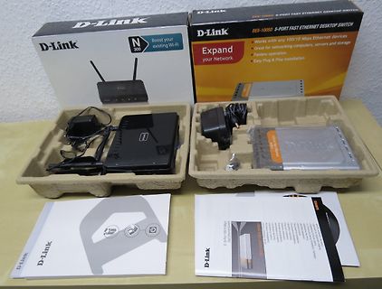 D-Link N300 Router und DES-1005D Switch Verpackung