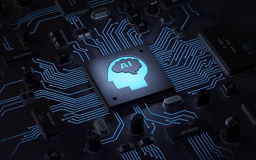 KI-Symbol auf Mikrochip Illustration