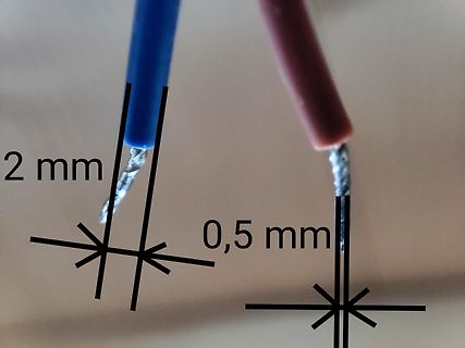 Abisolierte Litzen mit Maßangaben