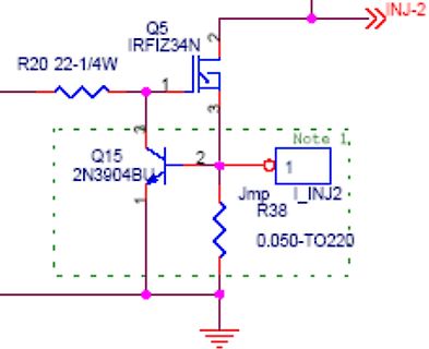 Schaltplanausschnitt mit MOSFET und Bipolartransistor