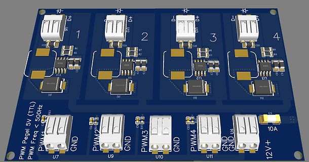 3D-CAD-Modell eines Leiterplatten-Layouts
