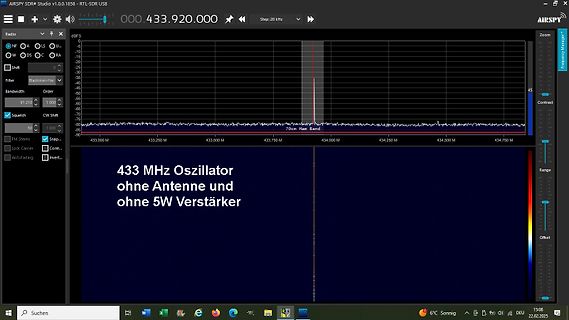SDR Software Spektrum-Analyse 433 MHz