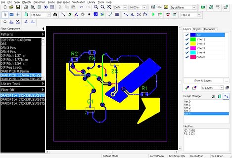 CAD-Ansicht eines PCB-Layouts