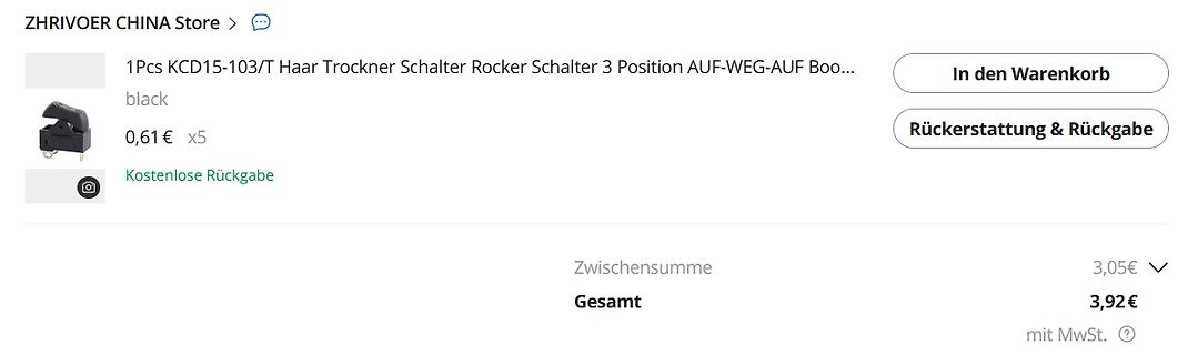 Screenshot eines Online-Shops für einen Kippschalter