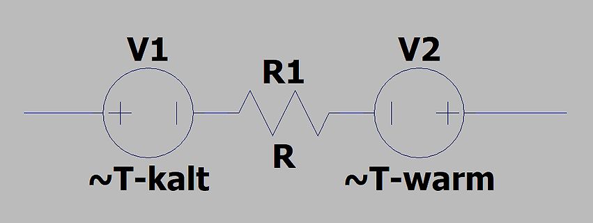 Schaltplan einer thermoelektrischen Spannungsquelle