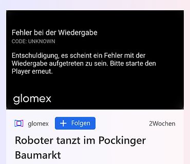 Fehlermeldung beim Video-Player von Glomex