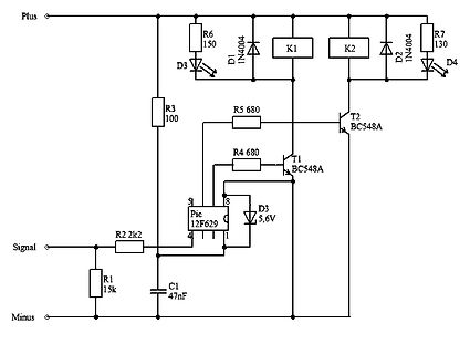 Schaltplan mit PIC12F629 Mikrocontroller