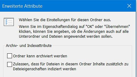 Windows-Dialogfeld Erweiterte Attribute