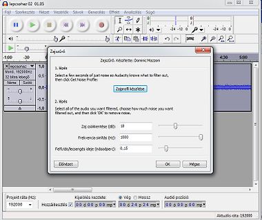 Audacity Noise Reduction Dialogfeld