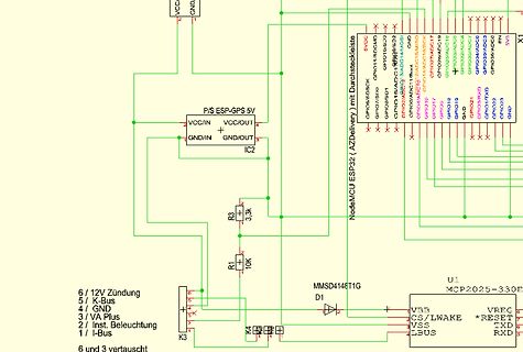 Schaltplan mit NodeMCU ESP32 und GPS Modul