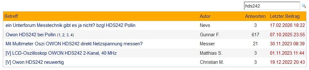 Forum-Threadliste zu Owon HDS242