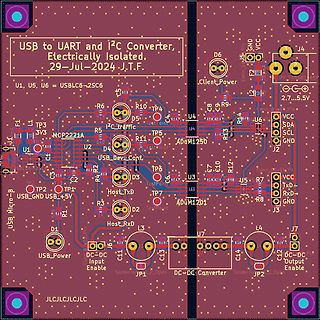 PCB-Layout eines USB zu UART und I2C Konverters