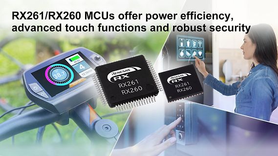 Renesas RX261/RX260 MCUs Werbebild mit Anwendungsbeispielen