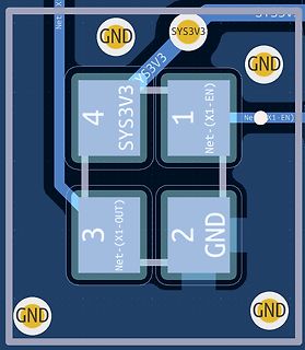 CAD-Ansicht eines PCB-Layouts mit Netzebezeichnungen