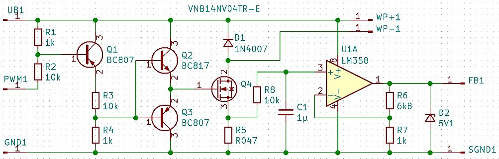 Elektronischer Schaltplan mit Transistoren und Operationsverstärker