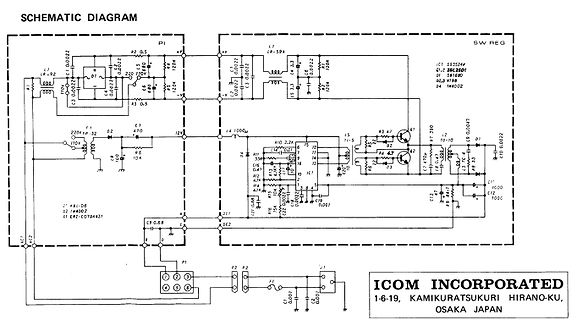 Schaltplan einer ICOM Elektronikschaltung