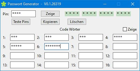 Screenshot eines Passwort-Generators Programms