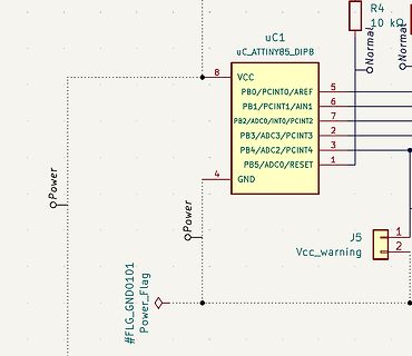 Schaltplanausschnitt mit ATtiny85 Mikrocontroller