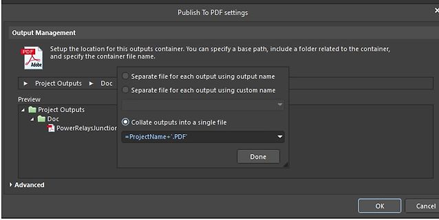 Einstellungen zum PDF-Export in einer Software