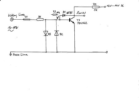 Handgezeichneter Schaltplan einer Schaltung mit Transistor