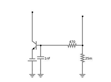 Schaltplan eines Transistors mit Widerständen und Kondensatoren