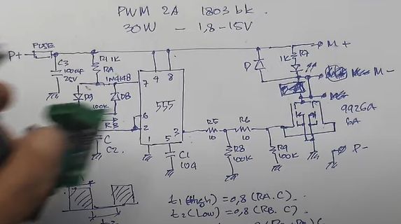 Handgezeichneter Schaltplan eines PWM-Reglers
