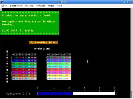 Terminal-Fenster mit Text und Fortschrittsbalken