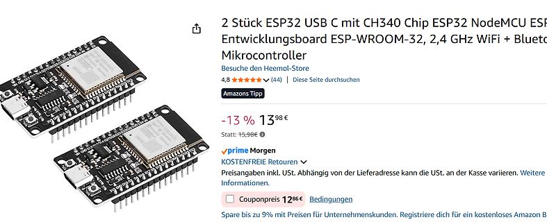 Amazon Produktseite ESP32 NodeMCU Entwicklungsboard