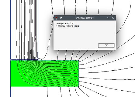 Simulation von Feldlinien und Integral-Ergebnis
