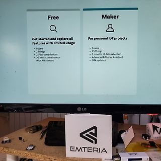 Foto eines Bildschirms mit Preismodell und EMTERIA Logo