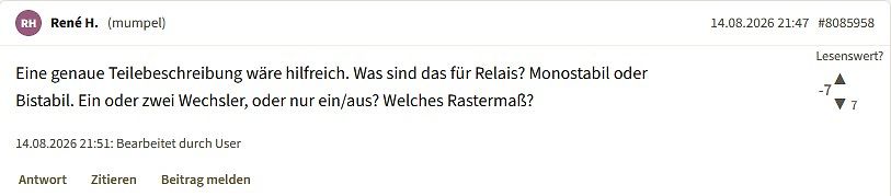 Screenshot eines Forenbeitrags