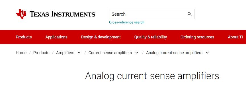 Website von Texas Instruments Analog current-sense amplifiers