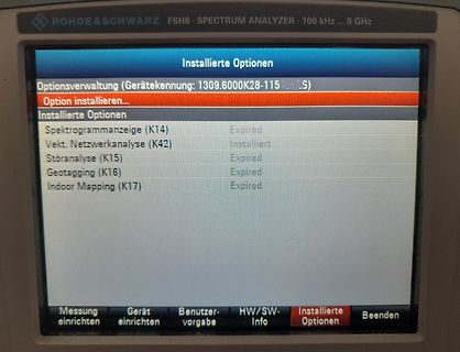 Display eines Rohde & Schwarz Spektrum Analysators