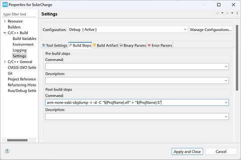 Einstellungen der Build Steps in einer IDE
