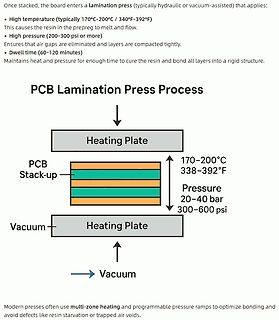 Schema des PCB Laminationspress-Prozesses