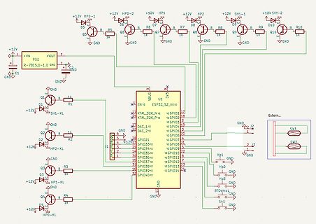 Schaltplan mit ESP32-S2 Mikrocontroller und Transistoren
