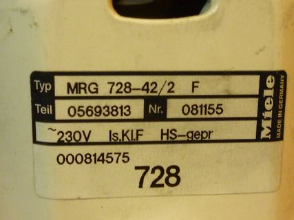 Typenschild eines Miele Geräts