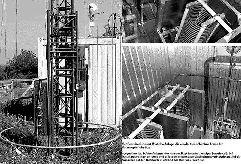 Technische Anlage mit Mast und Container
