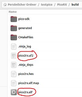 Dateimanager mit Build-Dateien für PicoRX