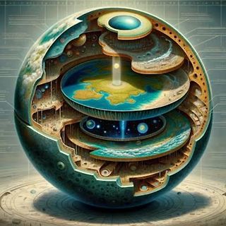 KI-generierte Illustration eines Planeten im Querschnitt