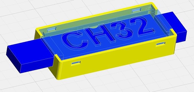 3D-CAD-Modell eines Gehäuses mit CH32-Aufschrift