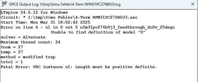 LTspice Fehlermeldung Logdatei