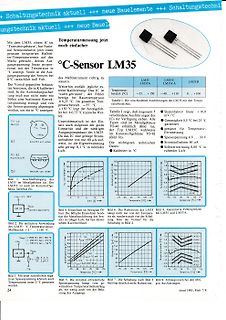 Datenblattseite LM35 Temperatursensor Kennlinien und Diagramme