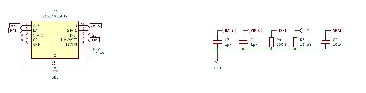 Schaltplan eines Lademanagement-ICs BQ25185DLHR