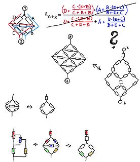 Handgezeichnete Widerstandsnetzwerke und mathematische Formel