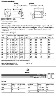 Datenblatt Ausschnitt B43564 B43584 Kondensatoren